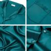 image:imageSWOMOG Couples Pajamas Womens ampMens Matching Pajamas Set Silk Satin Pj Set Long Sleeve Button Down Sleepwear 2 Pcs LoungewearGreen