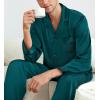 image:imageSWOMOG Couples Pajamas Womens ampMens Matching Pajamas Set Silk Satin Pj Set Long Sleeve Button Down Sleepwear 2 Pcs LoungewearGreen