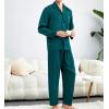 image:imageSWOMOG Couples Pajamas Womens ampMens Matching Pajamas Set Silk Satin Pj Set Long Sleeve Button Down Sleepwear 2 Pcs LoungewearGreen