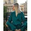 image:imageSWOMOG Couples Pajamas Womens ampMens Matching Pajamas Set Silk Satin Pj Set Long Sleeve Button Down Sleepwear 2 Pcs LoungewearGreen