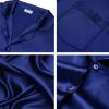 image:imageSWOMOG Couples Pajamas Womens ampMens Matching Pajamas Set Silk Satin Pj Set Long Sleeve Button Down Sleepwear 2 Pcs LoungewearNavy Blue