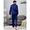 image:imageSWOMOG Couples Pajamas Womens ampMens Matching Pajamas Set Silk Satin Pj Set Long Sleeve Button Down Sleepwear 2 Pcs LoungewearNavy Blue
