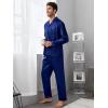 image:imageSWOMOG Couples Pajamas Womens ampMens Matching Pajamas Set Silk Satin Pj Set Long Sleeve Button Down Sleepwear 2 Pcs LoungewearNavy Blue