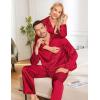 image:imageSWOMOG Couples Pajamas Womens ampMens Matching Pajamas Set Silk Satin Pj Set Long Sleeve Button Down Sleepwear 2 Pcs LoungewearRed