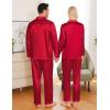 image:imageSWOMOG Couples Pajamas Womens ampMens Matching Pajamas Set Silk Satin Pj Set Long Sleeve Button Down Sleepwear 2 Pcs LoungewearRed