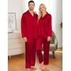 image:imageSWOMOG Couples Pajamas Womens ampMens Matching Pajamas Set Silk Satin Pj Set Long Sleeve Button Down Sleepwear 2 Pcs LoungewearRed Striped