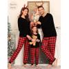 image:imageSWOMOG Family Christmas Pjs Matching Sets Christmas Pajamas for Family Xmas Jammies Set Christmas Holiday SleepwearRed Black Plaid