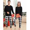 image:imageSWOMOG Family Christmas Pjs Matching Sets Christmas Pajamas for Family Xmas Jammies Set Christmas Holiday SleepwearWhite Black Plaid
