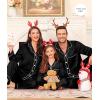 image:imageSWOMOG Family Matching Pajama Satin Pajamas Long Sleeve Sleepwear Button Down Loungewear 2 Pcs Pj SetBlack
