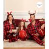 image:imageSWOMOG Family Matching Pajama Satin Pajamas Long Sleeve Sleepwear Button Down Loungewear 2 Pcs Pj SetBlack and Red Plaid