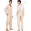 image:imageSWOMOG Family Matching Pajama Satin Pajamas Long Sleeve Sleepwear Button Down Loungewear 2 Pcs Pj SetChampagne
