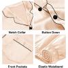image:imageSWOMOG Family Matching Pajama Satin Pajamas Long Sleeve Sleepwear Button Down Loungewear 2 Pcs Pj SetChampagne
