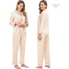 image:imageSWOMOG Family Matching Pajama Satin Pajamas Long Sleeve Sleepwear Button Down Loungewear 2 Pcs Pj SetChampagne