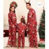image:imageSWOMOG Family Matching Pajama Satin Pajamas Long Sleeve Sleepwear Button Down Loungewear 2 Pcs Pj SetChristmas Pattern Red