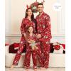 image:imageSWOMOG Family Matching Pajama Satin Pajamas Long Sleeve Sleepwear Button Down Loungewear 2 Pcs Pj SetChristmas Pattern Red