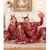 image:imageSWOMOG Family Matching Pajama Satin Pajamas Long Sleeve Sleepwear Button Down Loungewear 2 Pcs Pj SetChristmas Pattern Red