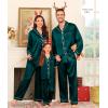 image:imageSWOMOG Family Matching Pajama Satin Pajamas Long Sleeve Sleepwear Button Down Loungewear 2 Pcs Pj SetDeep Green