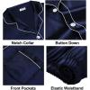 image:imageSWOMOG Family Matching Pajama Satin Pajamas Long Sleeve Sleepwear Button Down Loungewear 2 Pcs Pj SetDeep Navy Blue