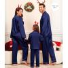 image:imageSWOMOG Family Matching Pajama Satin Pajamas Long Sleeve Sleepwear Button Down Loungewear 2 Pcs Pj SetDeep Navy Blue