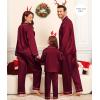 image:imageSWOMOG Family Matching Pajama Satin Pajamas Long Sleeve Sleepwear Button Down Loungewear 2 Pcs Pj SetDeep Wine Red