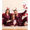 image:imageSWOMOG Family Matching Pajama Satin Pajamas Long Sleeve Sleepwear Button Down Loungewear 2 Pcs Pj SetDeep Wine Red