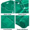 image:imageSWOMOG Family Matching Pajama Satin Pajamas Long Sleeve Sleepwear Button Down Loungewear 2 Pcs Pj SetEmerald Green