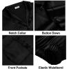 image:imageSWOMOG Family Matching Pajama Satin Pajamas Long Sleeve Sleepwear Button Down Loungewear 2 Pcs Pj SetPure Black
