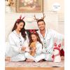 image:imageSWOMOG Family Matching Pajama Satin Pajamas Long Sleeve Sleepwear Button Down Loungewear 2 Pcs Pj SetWhite