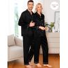 image:imageSWOMOG Family Matching Pajama Satin Pajamas Long Sleeve Sleepwear Button Down Loungewear 2 Pcs Pj SetZ Black With Classic Collar