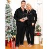 image:imageSWOMOG Family Matching Pajama Satin Pajamas Long Sleeve Sleepwear Button Down Loungewear 2 Pcs Pj SetZ Black With Classic Collar