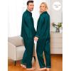 image:imageSWOMOG Family Matching Pajama Satin Pajamas Long Sleeve Sleepwear Button Down Loungewear 2 Pcs Pj SetZ Deep Green With Classic Collar