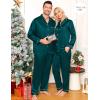 image:imageSWOMOG Family Matching Pajama Satin Pajamas Long Sleeve Sleepwear Button Down Loungewear 2 Pcs Pj SetZ Deep Green With Classic Collar
