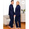 image:imageSWOMOG Family Matching Pajama Satin Pajamas Long Sleeve Sleepwear Button Down Loungewear 2 Pcs Pj SetZ Deep Navy Blue With Classic Collar