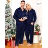 image:imageSWOMOG Family Matching Pajama Satin Pajamas Long Sleeve Sleepwear Button Down Loungewear 2 Pcs Pj SetZ Deep Navy Blue With Classic Collar