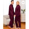 image:imageSWOMOG Family Matching Pajama Satin Pajamas Long Sleeve Sleepwear Button Down Loungewear 2 Pcs Pj SetZ Deep Wine Red With Classic Collar