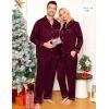 image:imageSWOMOG Family Matching Pajama Satin Pajamas Long Sleeve Sleepwear Button Down Loungewear 2 Pcs Pj SetZ Deep Wine Red With Classic Collar