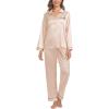 image:imageSWOMOG Family Matching Pajama Set 2Pcs Silk Satin Sleepwear Long Sleeve Button Down LoungewearChampagne