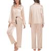 image:imageSWOMOG Family Matching Pajama Set 2Pcs Silk Satin Sleepwear Long Sleeve Button Down LoungewearChampagne