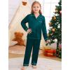 image:imageSWOMOG Family Matching Pajama Set 2Pcs Silk Satin Sleepwear Long Sleeve Button Down LoungewearDark Green