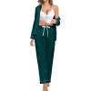 image:imageSWOMOG Family Matching Pajama Set 2Pcs Silk Satin Sleepwear Long Sleeve Button Down LoungewearDark Green
