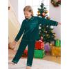 image:imageSWOMOG Family Matching Pajama Set 2Pcs Silk Satin Sleepwear Long Sleeve Button Down LoungewearDark Green