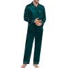 image:imageSWOMOG Family Matching Pajama Set 2Pcs Silk Satin Sleepwear Long Sleeve Button Down LoungewearDark Green
