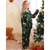 image:imageSWOMOG Family Matching Pajama Set 2Pcs Silk Satin Sleepwear Long Sleeve Button Down LoungewearGreen Christmas Santa