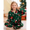 image:imageSWOMOG Family Matching Pajama Set 2Pcs Silk Satin Sleepwear Long Sleeve Button Down LoungewearGreen Christmas Santa