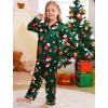 image:imageSWOMOG Family Matching Pajama Set 2Pcs Silk Satin Sleepwear Long Sleeve Button Down LoungewearGreen Christmas Santa