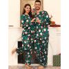 image:imageSWOMOG Family Matching Pajama Set 2Pcs Silk Satin Sleepwear Long Sleeve Button Down LoungewearGreen Santa