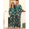 image:imageSWOMOG Family Matching Pajama Set 2Pcs Silk Satin Sleepwear Long Sleeve Button Down LoungewearGreen Santa