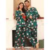image:imageSWOMOG Family Matching Pajama Set 2Pcs Silk Satin Sleepwear Long Sleeve Button Down LoungewearGreen Santa