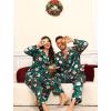 image:imageSWOMOG Family Matching Pajama Set 2Pcs Silk Satin Sleepwear Long Sleeve Button Down LoungewearGreen Santa