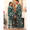 image:imageSWOMOG Family Matching Pajama Set 2Pcs Silk Satin Sleepwear Long Sleeve Button Down LoungewearGreen Santa